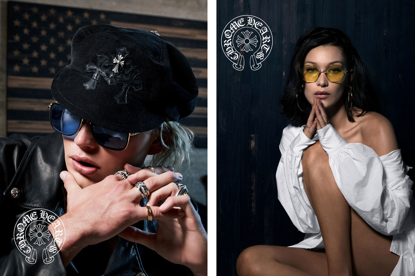 Bella Hadid Glasses Silver Rings  | CHROME HEARTS Photography by Laurie Lynn Stark